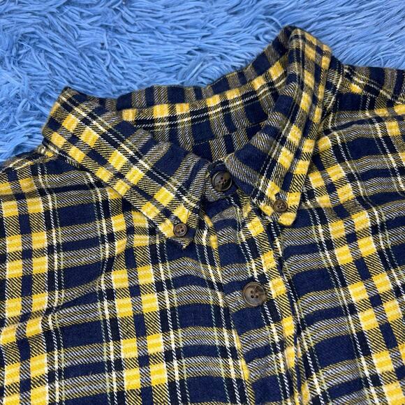 VINTAGE Plaid Flannel Button Down Shirt Size XXL Mens Casual Blue Yellow Y2K - Picture 4 of 11